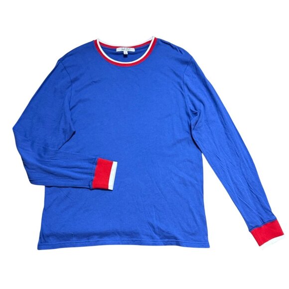 Junk Food Retro Tshirt Long Sleeve Size L Vintage 70s Style Red White Blue Cuff - Picture 1 of 10